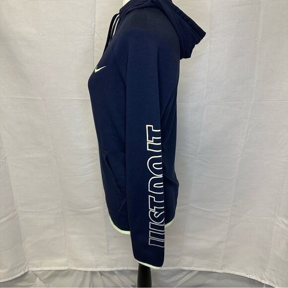 Nike Women’s Dri-FIT Hoodie Size XS Navy Blue “Just Do It” Pullover - Picture 5 of 12